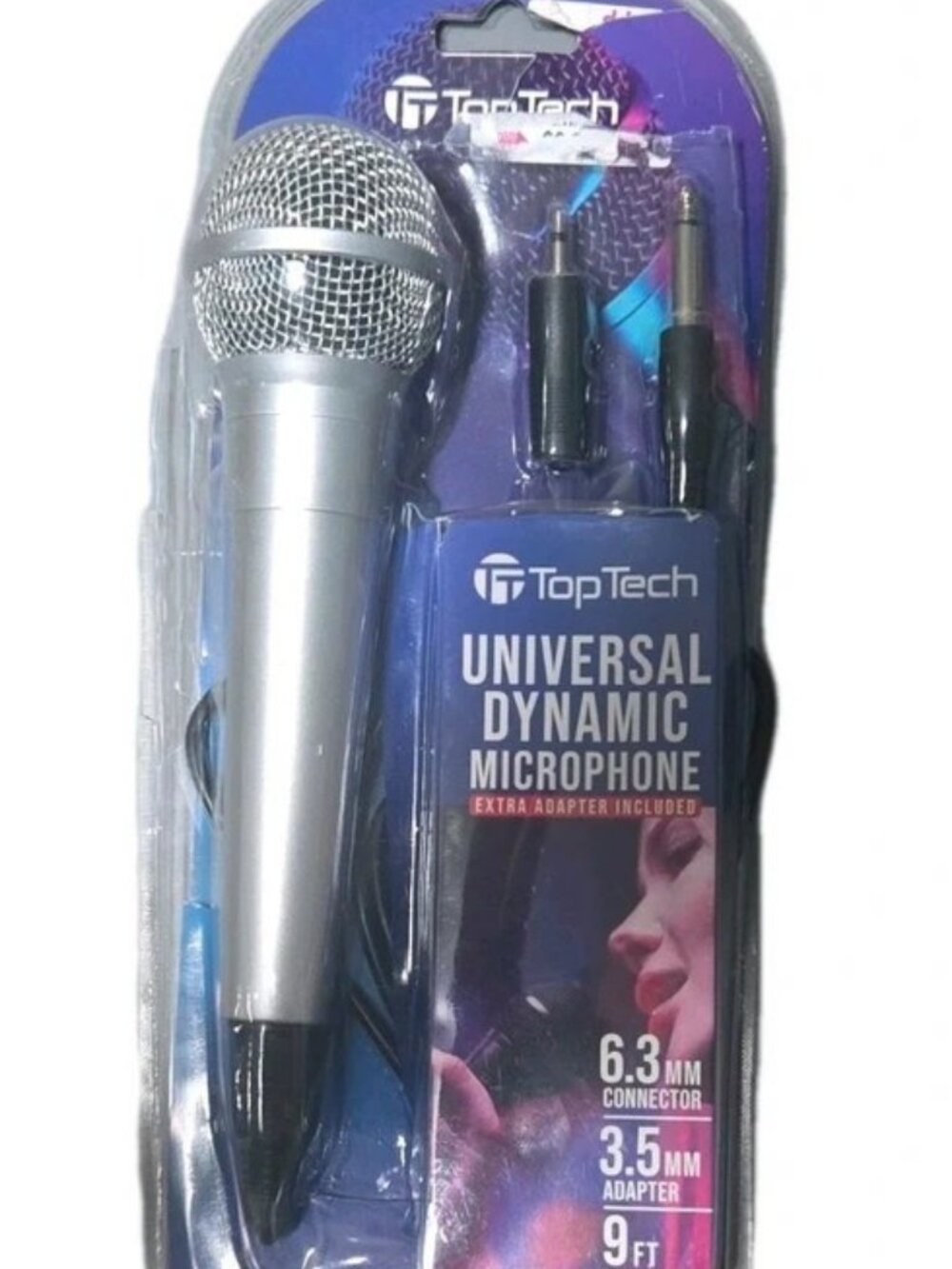 TopTech Universal Dynamic Microphone 6.35mm & 3.5mm Adapter 9ft Cable